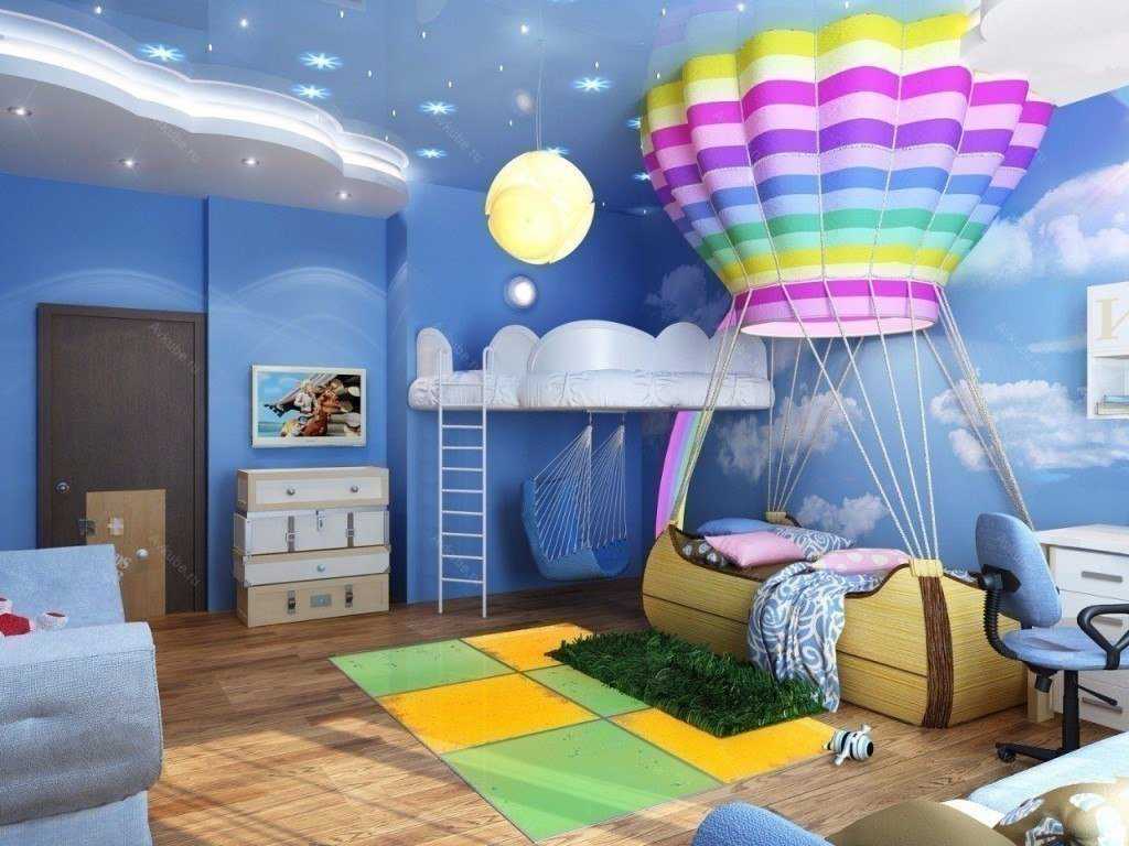Дизайн и декор потолка в детской комнате
