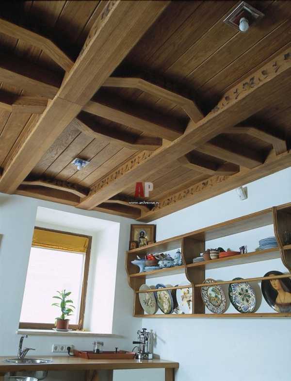 Фальш балки потолочные из дерева и имитация деревянных балок на фото
